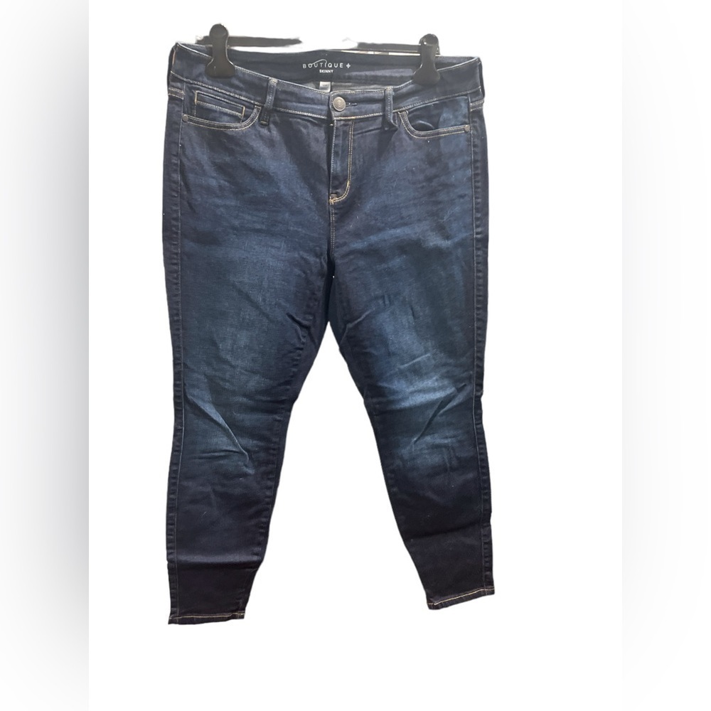 Boutique+ Womens Dark Wash Skinny Jeans Plus Size 14W Stretch‎ Denim Indigo